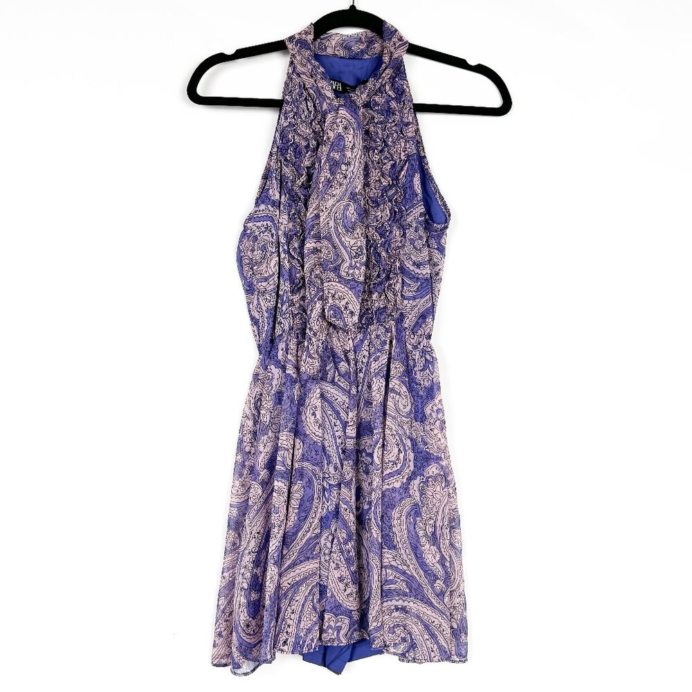 Zara Purple & Pink Paisley Print Mini Romper NWT Sz. S